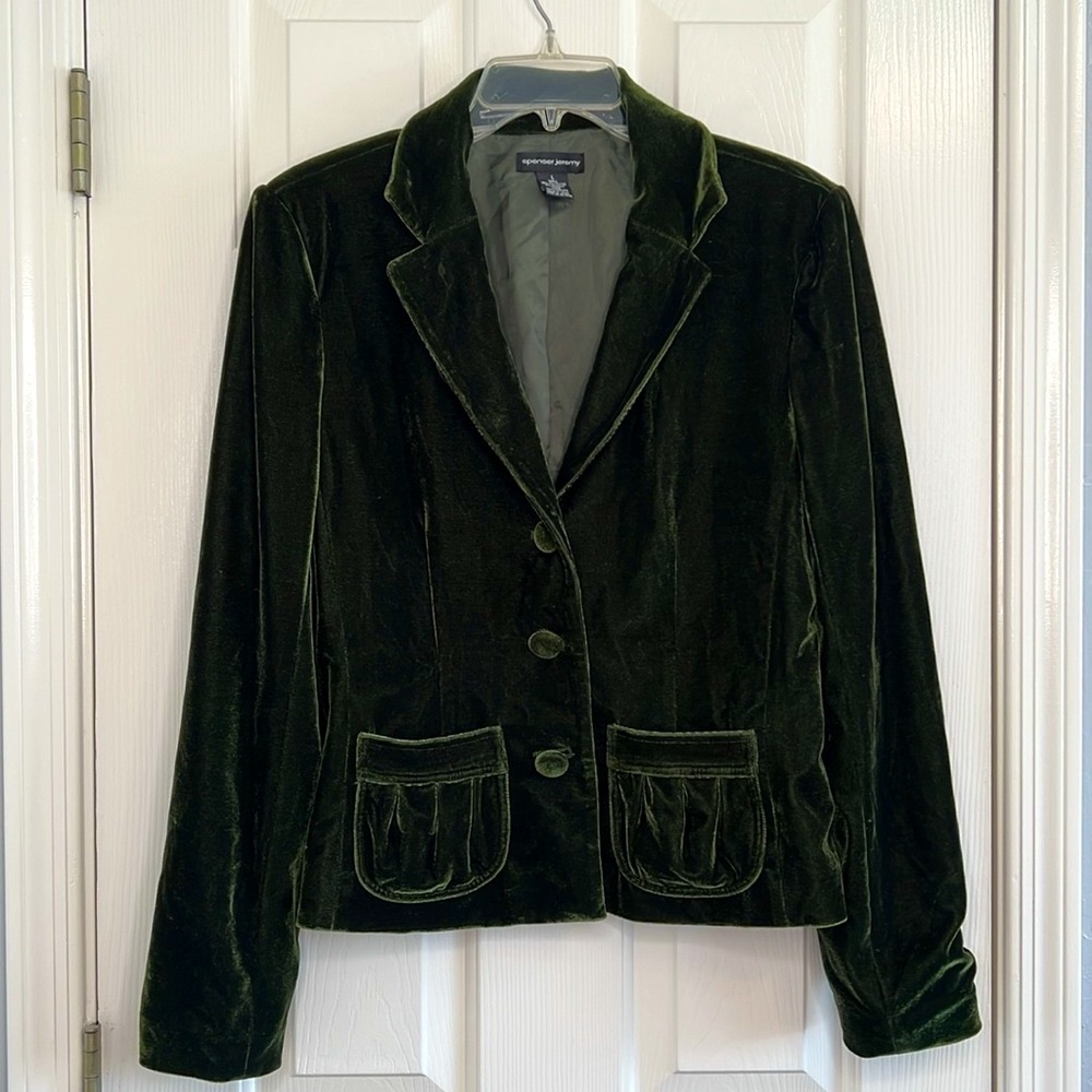 Spencer Jeremy women’s green velvet jacket size large